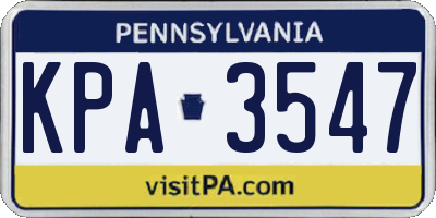 PA license plate KPA3547