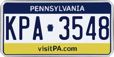 PA license plate KPA3548