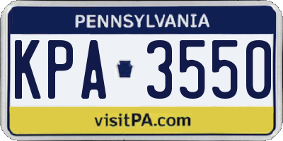 PA license plate KPA3550