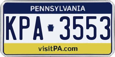 PA license plate KPA3553