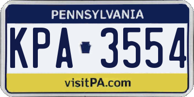 PA license plate KPA3554