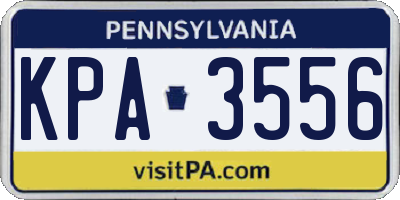 PA license plate KPA3556