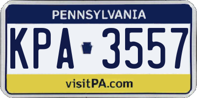 PA license plate KPA3557