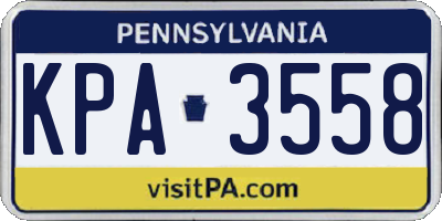 PA license plate KPA3558