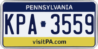 PA license plate KPA3559