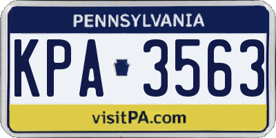 PA license plate KPA3563