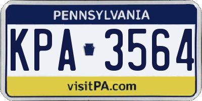 PA license plate KPA3564