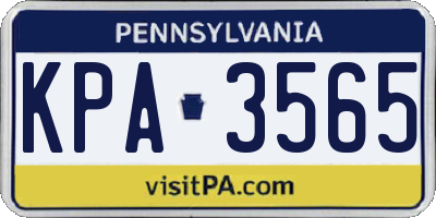 PA license plate KPA3565