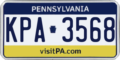 PA license plate KPA3568