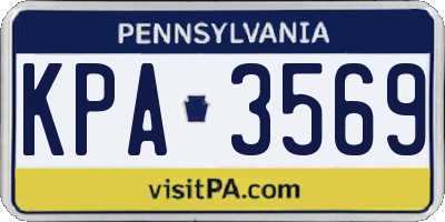 PA license plate KPA3569