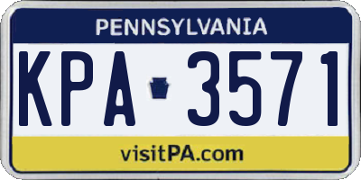 PA license plate KPA3571