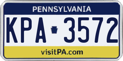 PA license plate KPA3572