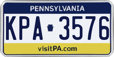 PA license plate KPA3576