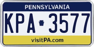 PA license plate KPA3577