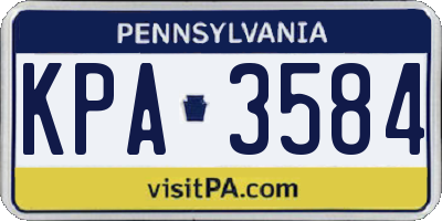 PA license plate KPA3584