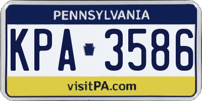 PA license plate KPA3586