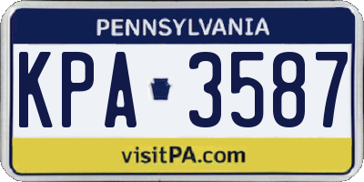 PA license plate KPA3587