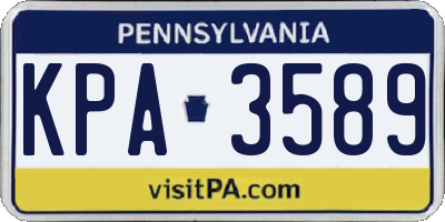 PA license plate KPA3589