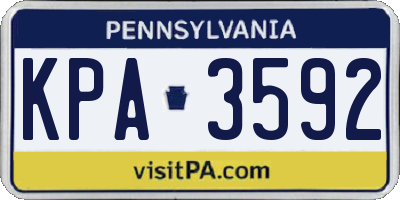 PA license plate KPA3592