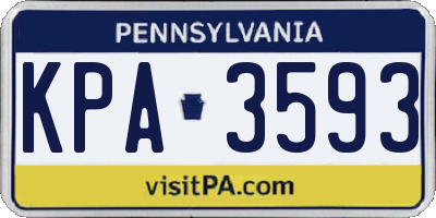 PA license plate KPA3593