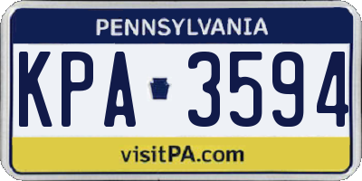 PA license plate KPA3594