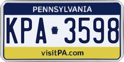 PA license plate KPA3598