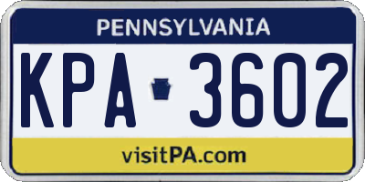 PA license plate KPA3602