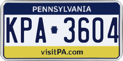 PA license plate KPA3604