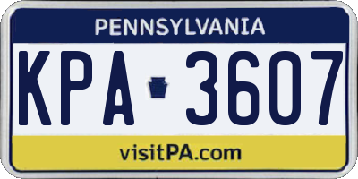 PA license plate KPA3607