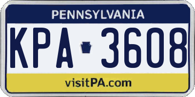 PA license plate KPA3608