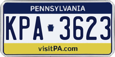 PA license plate KPA3623