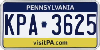 PA license plate KPA3625