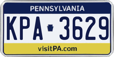 PA license plate KPA3629