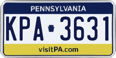 PA license plate KPA3631