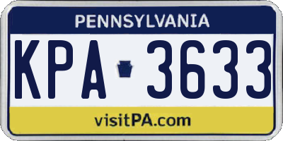 PA license plate KPA3633