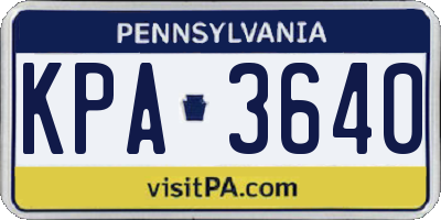 PA license plate KPA3640