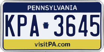 PA license plate KPA3645
