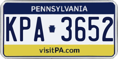 PA license plate KPA3652