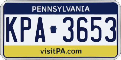PA license plate KPA3653