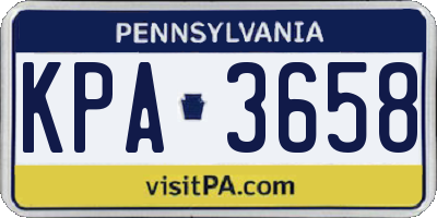 PA license plate KPA3658