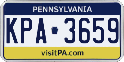 PA license plate KPA3659