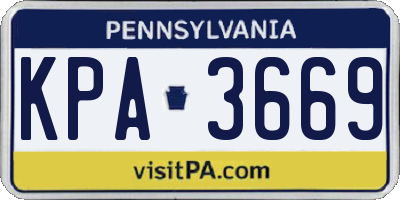 PA license plate KPA3669
