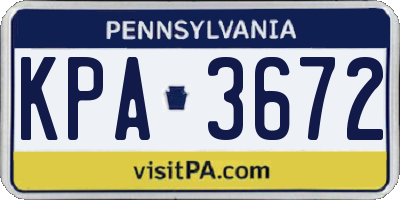 PA license plate KPA3672