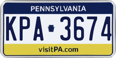 PA license plate KPA3674
