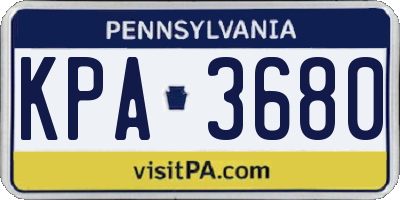 PA license plate KPA3680