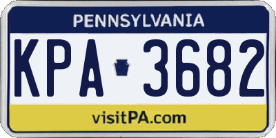 PA license plate KPA3682