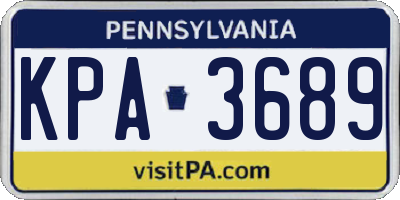PA license plate KPA3689