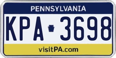 PA license plate KPA3698