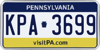PA license plate KPA3699