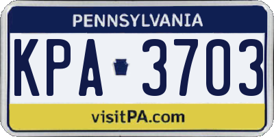 PA license plate KPA3703